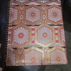 Decorative Coral and Gold Floral Spiral-Bound Photo Art Notebook